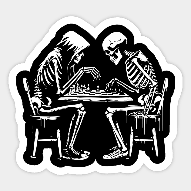 death plays chess Sticker by lkn